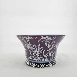 Threshold Purple Floral Ceramic Planter Blue Interior Flared Pot